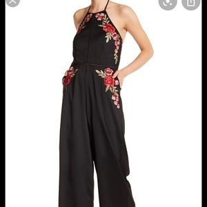 Lotus Threads black floral embroidered jumpsuit